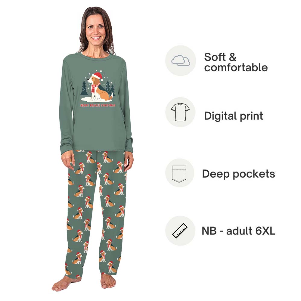 Sweet Beagle Merry Christmas Dog And Human Matching Pajamas