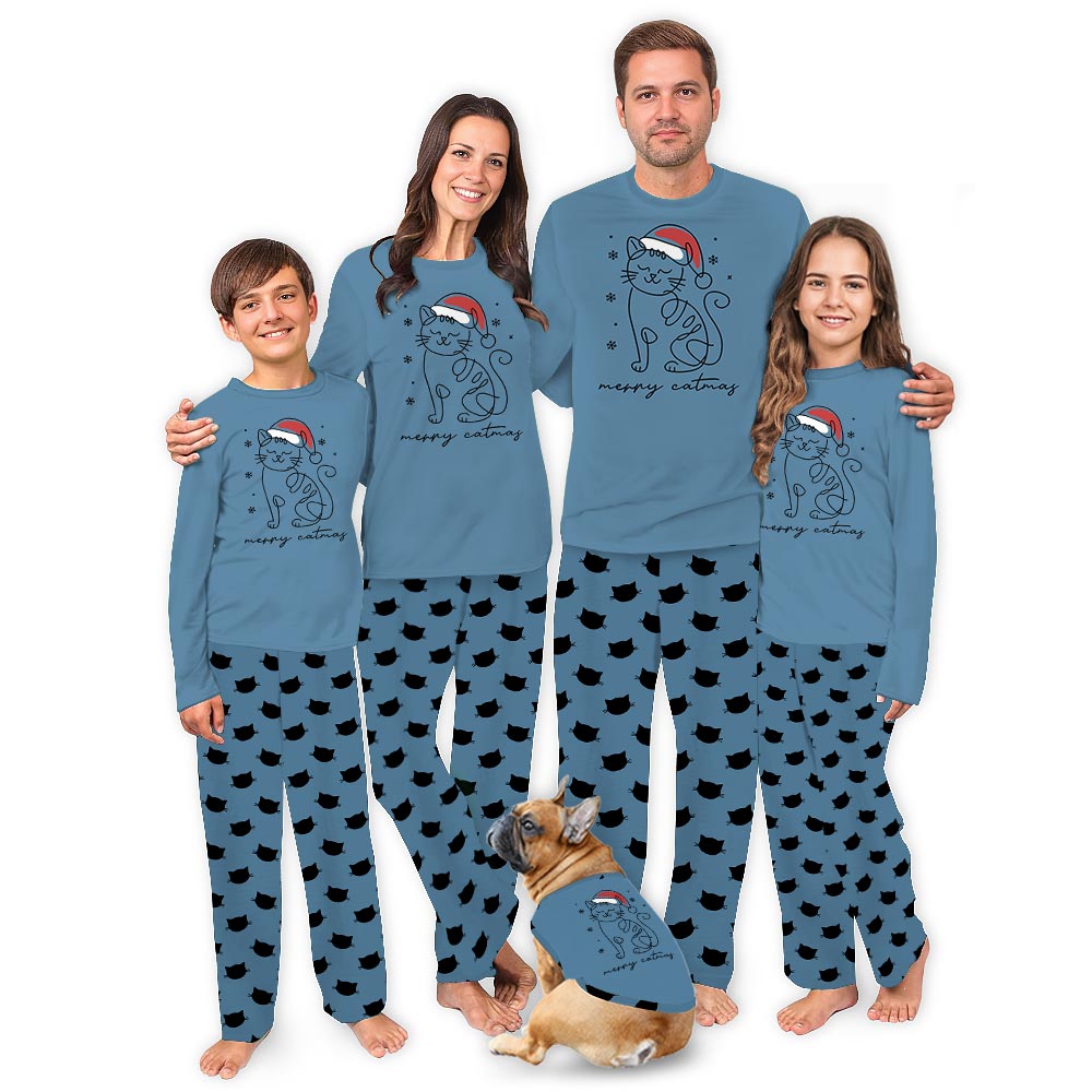 Meowy Catmas Family Long Sleeve Christmas Pajamas