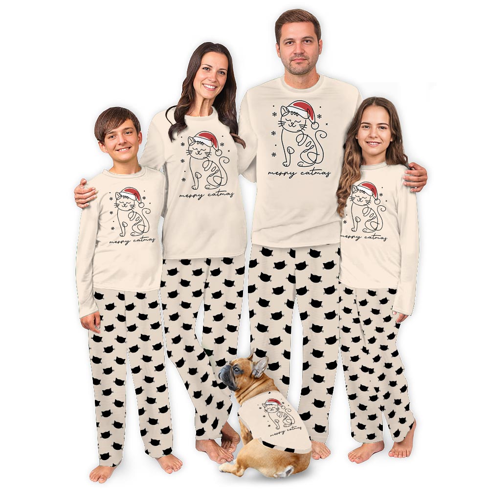 Meowy Catmas Family Long Sleeve Christmas Pajamas