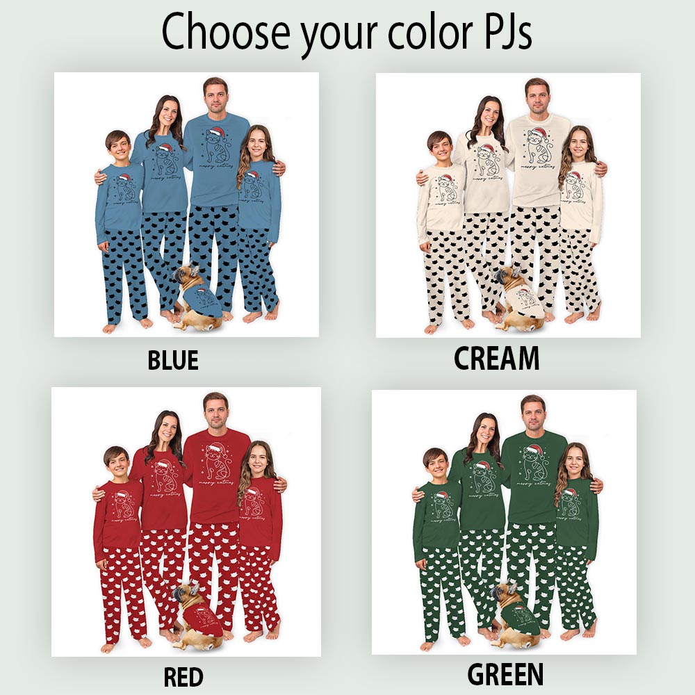 Meowy Catmas Family Long Sleeve Christmas Pajamas