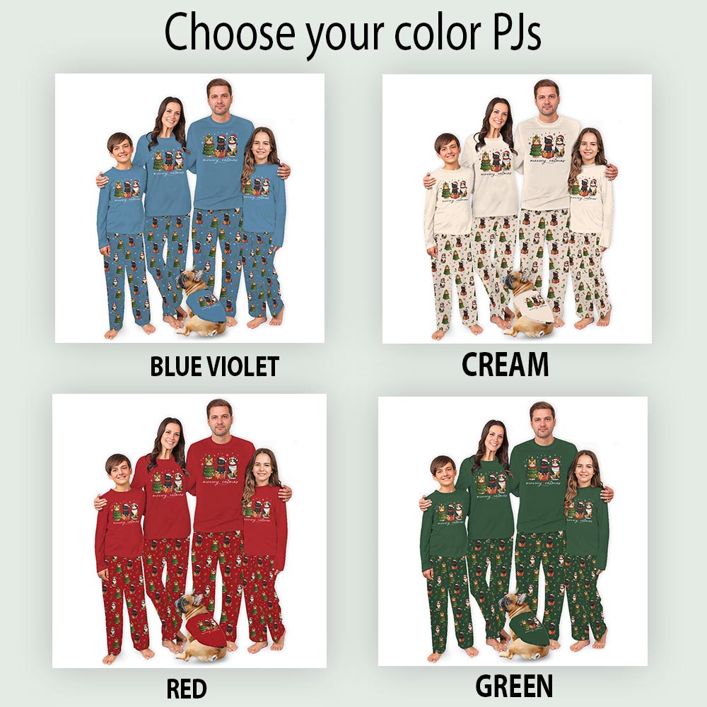Christmas Cat Matching Pajamas For The Whole Family