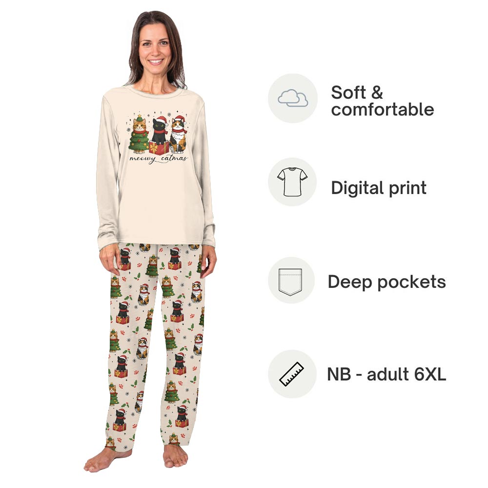 Christmas Cat Matching Pajamas For The Whole Family