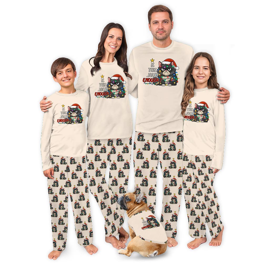Cat Is This Jolly Enough Matching Family Xmas Pjs