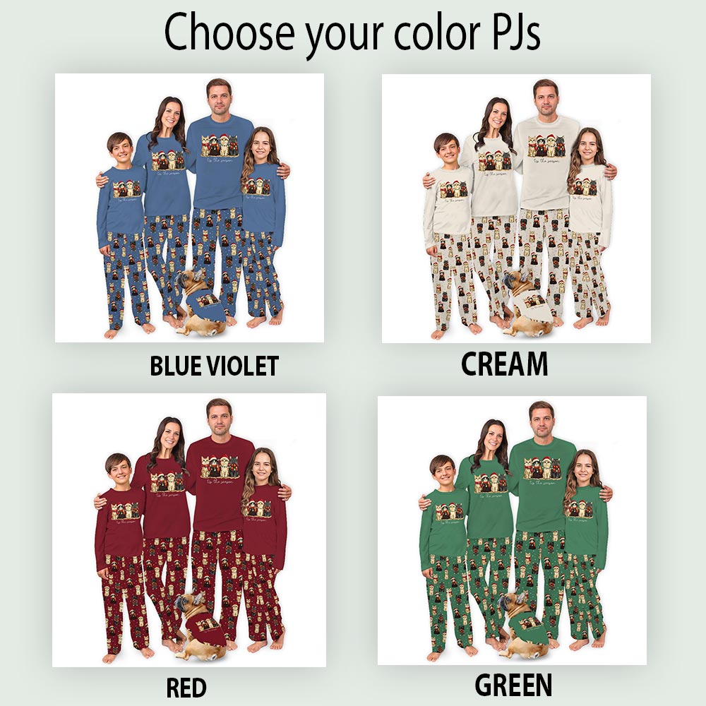 Cute Cat Tis The Season Matching Family Christmas Jammies