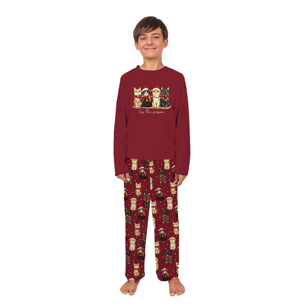 Cute Cat Tis The Season Matching Family Christmas Jammies