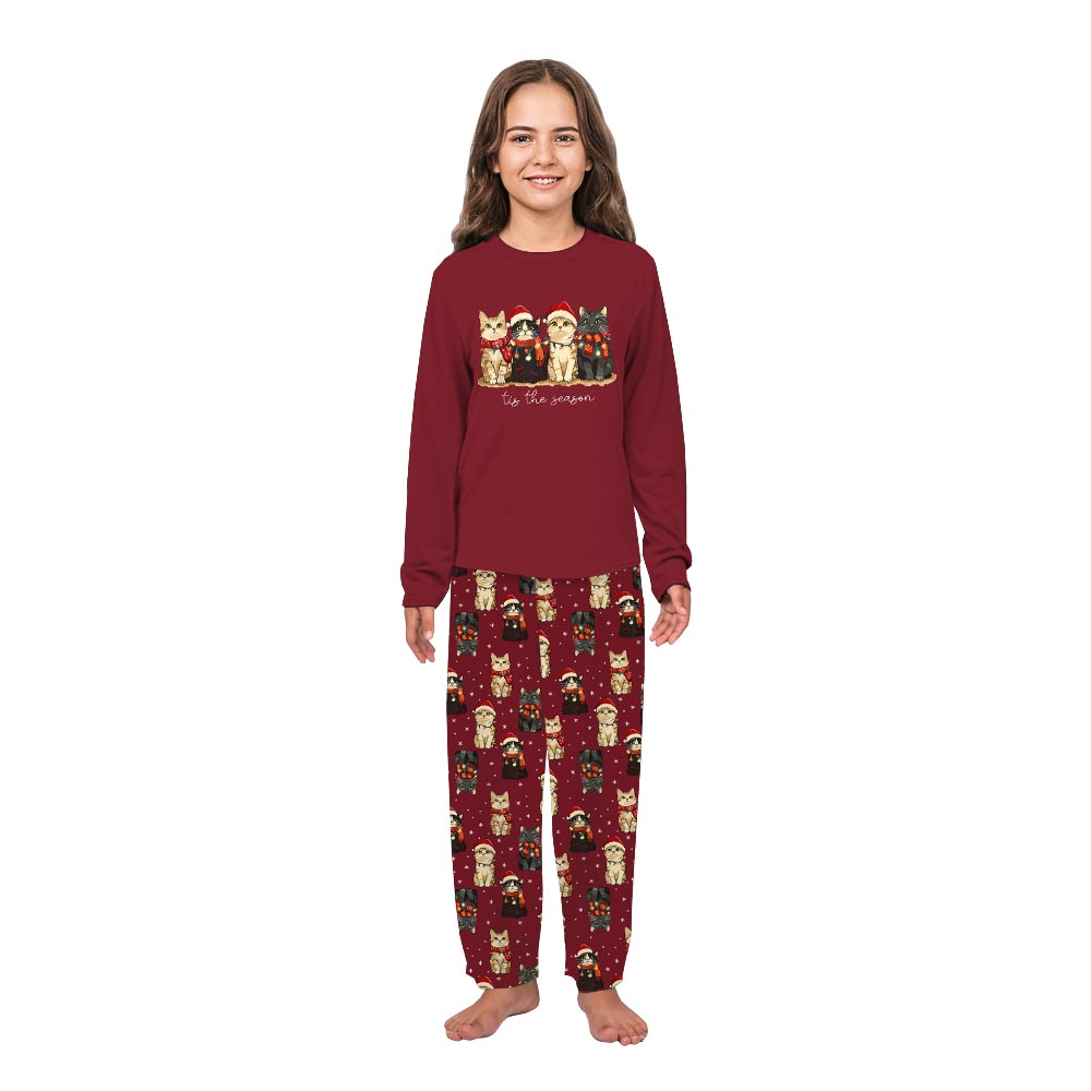 Cute Cat Tis The Season Matching Family Christmas Jammies