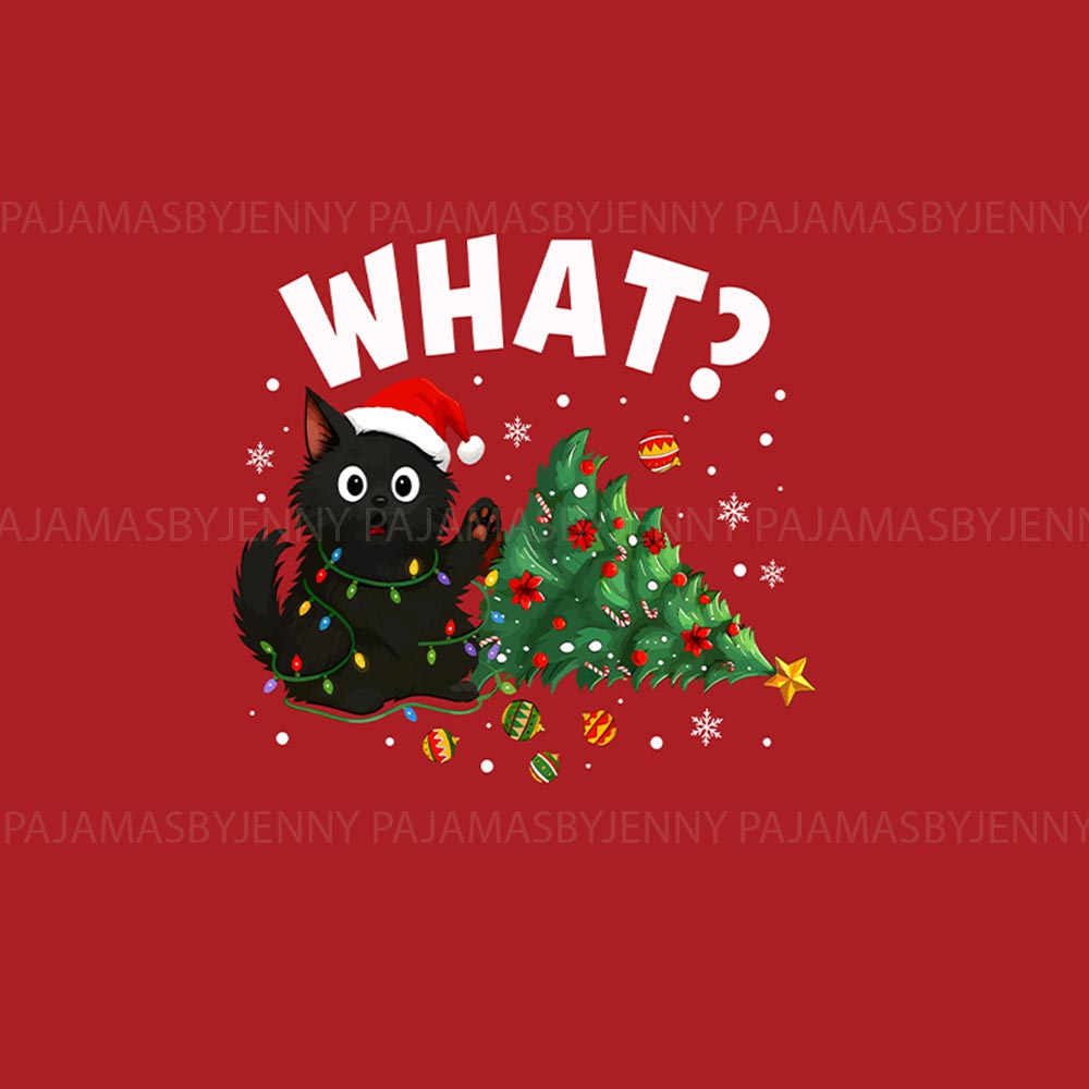 Naughty Black Cat Big and Tall Matching Christmas Pajamas