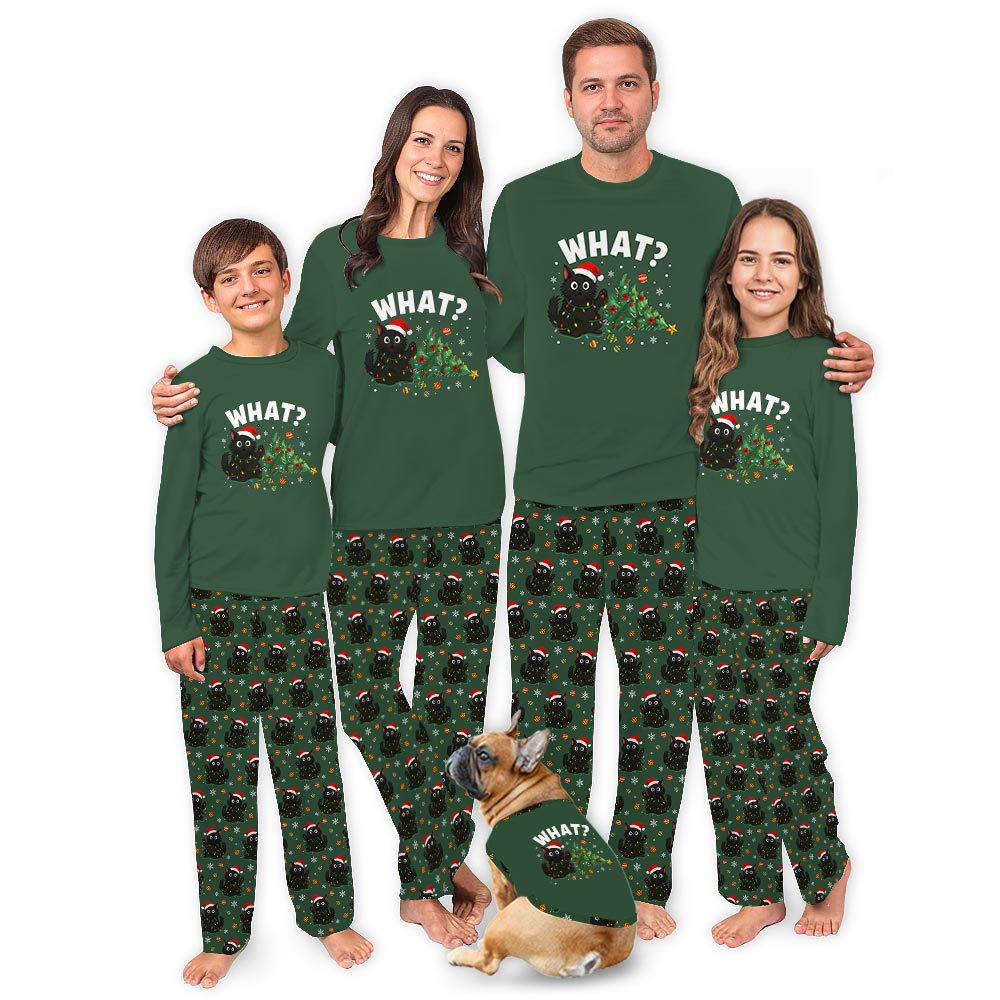Naughty Black Cat Big and Tall Matching Christmas Pajamas