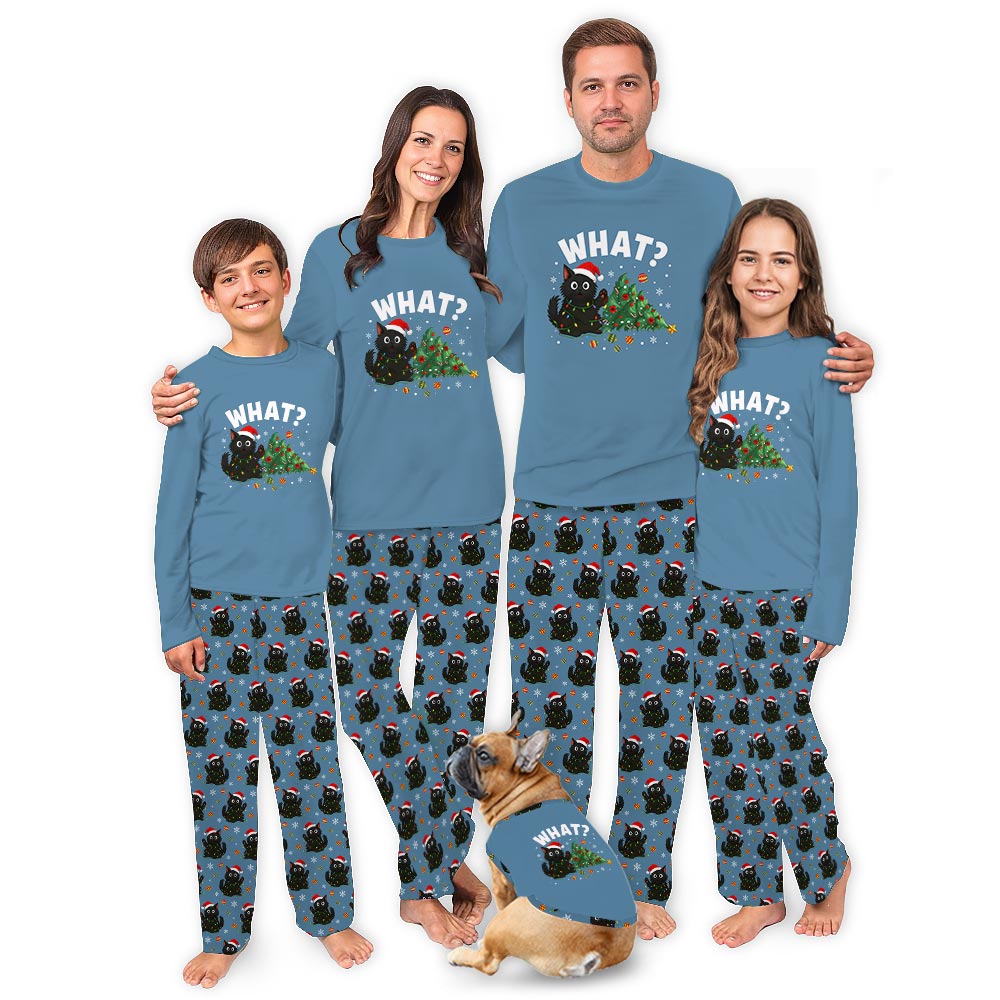 Naughty Black Cat Big and Tall Matching Christmas Pajamas