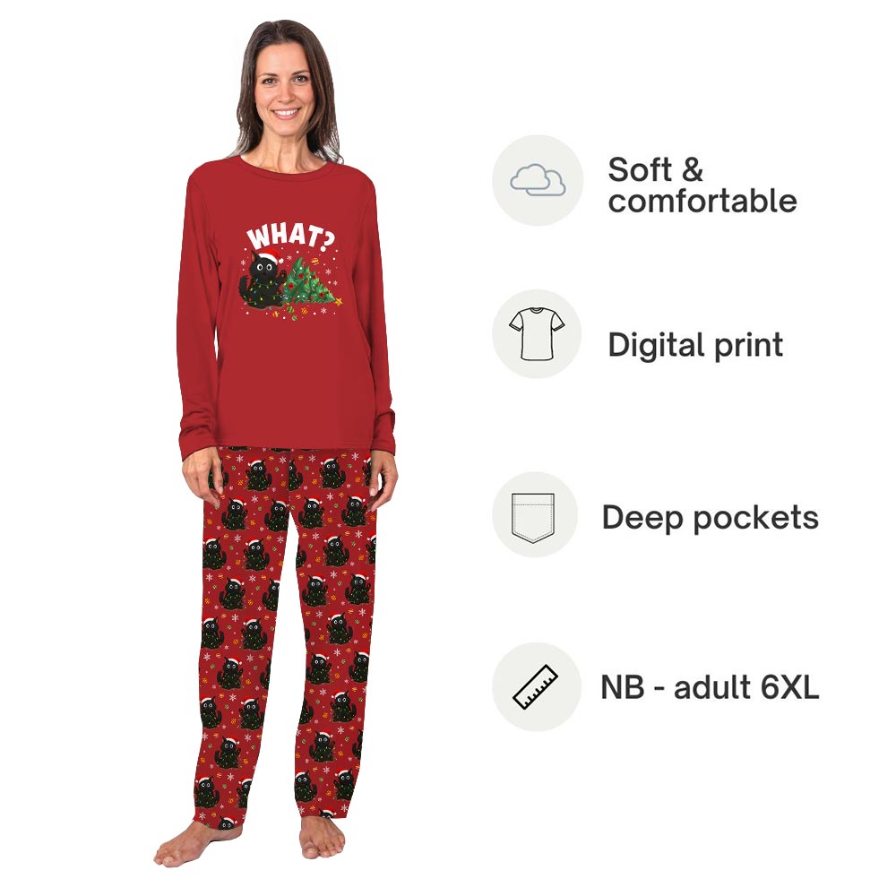 Naughty Black Cat Big and Tall Matching Christmas Pajamas