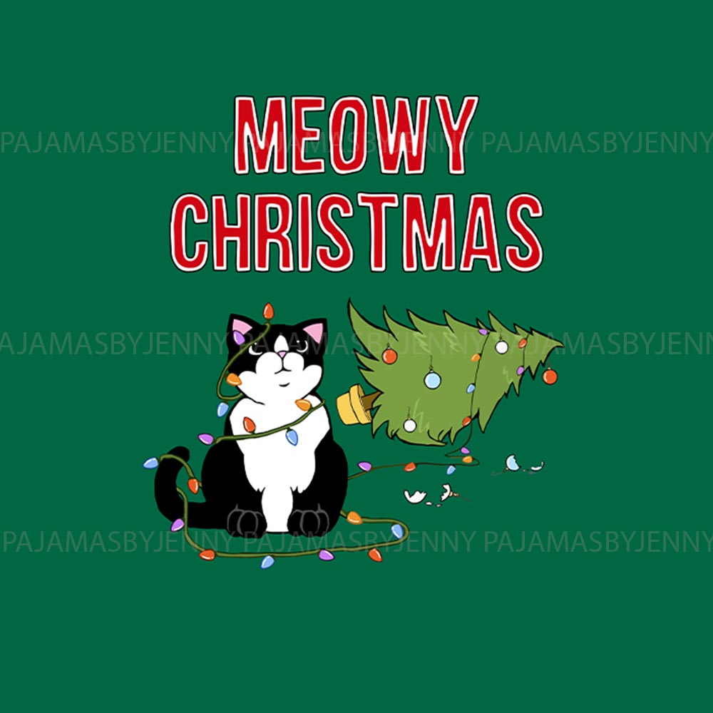 Cute Cats with Meowy Christmas Tree Pajama Matching Sets Cute Cats with Meowy Christmas Tree Pajama Matching Sets