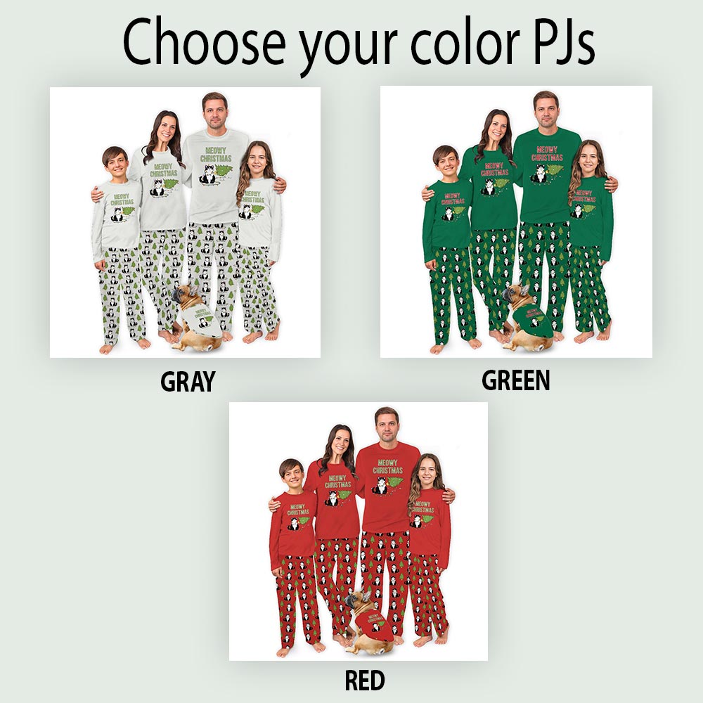Cute Cats with Meowy Christmas Tree Pajama Matching Sets Cute Cats with Meowy Christmas Tree Pajama Matching Sets