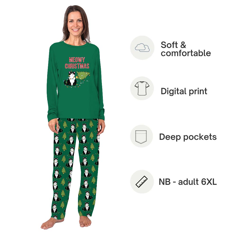 Cute Cats with Meowy Christmas Tree Pajama Matching Sets Cute Cats with Meowy Christmas Tree Pajama Matching Sets