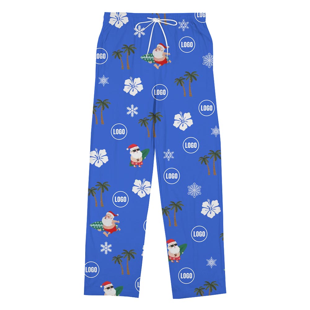 Holiday Surf Theme and Logo Personalized PJ Bottoms with Live Preview Holiday Surf Theme and Logo Personalized PJ Bottoms with Live Preview
