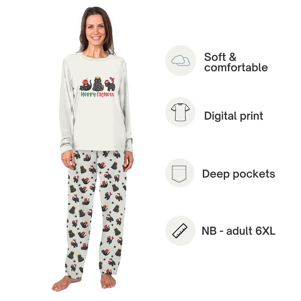 Happy Catmess with Black Cats Christmas Pjs Family and Pets Happy Catmess with Black Cats Christmas Pjs Family and Pets