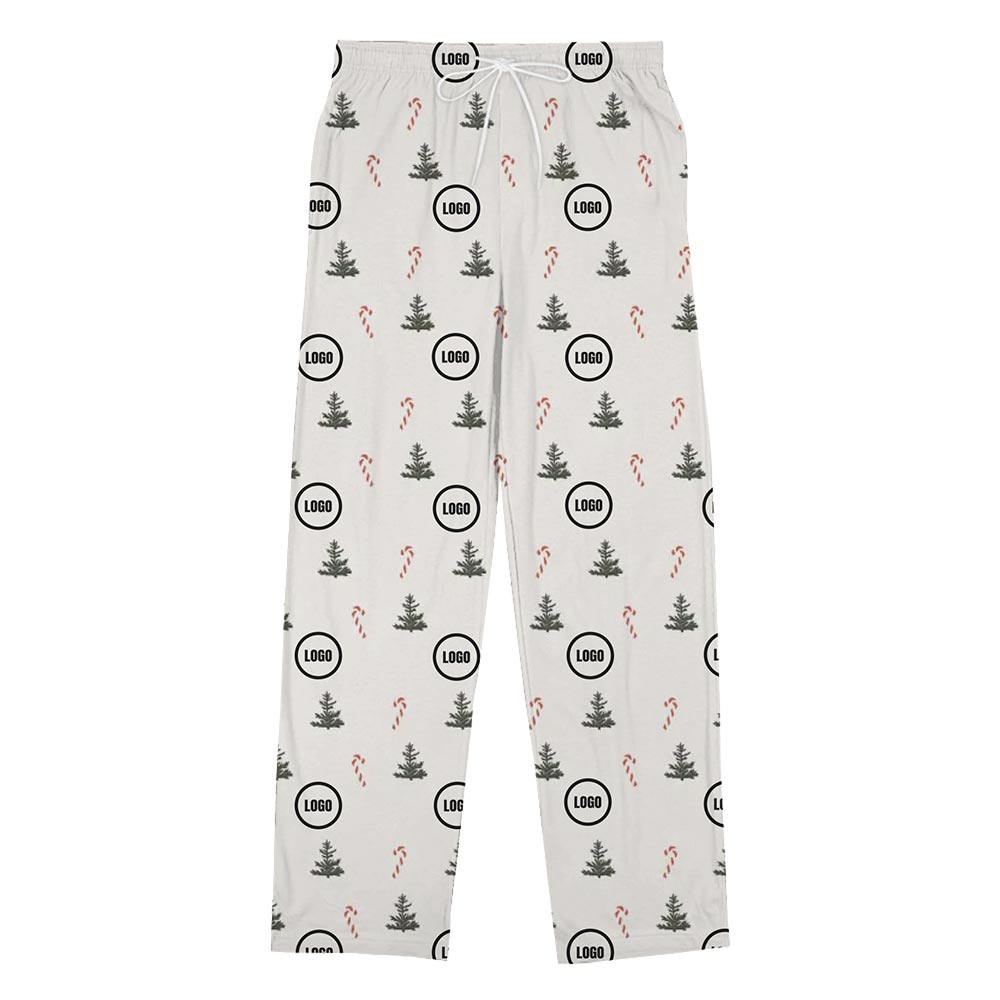 Custom Logo Christmas Tree and Candy Cane Holiday Pajama Pants Custom Logo Christmas Tree and Candy Cane Holiday Pajama Pants