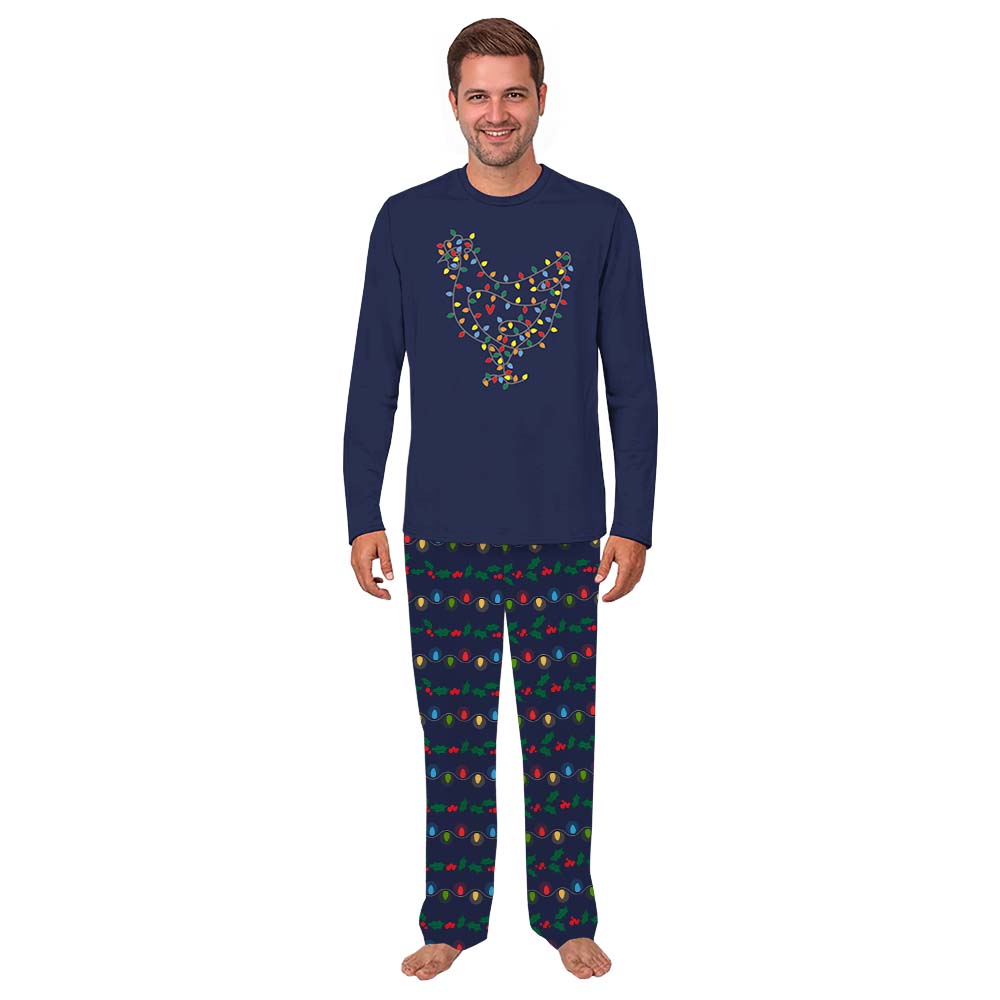 Christmas Pajamas With Chickens On Them And String Lights Christmas Pajamas With Chickens On Them And String Lights