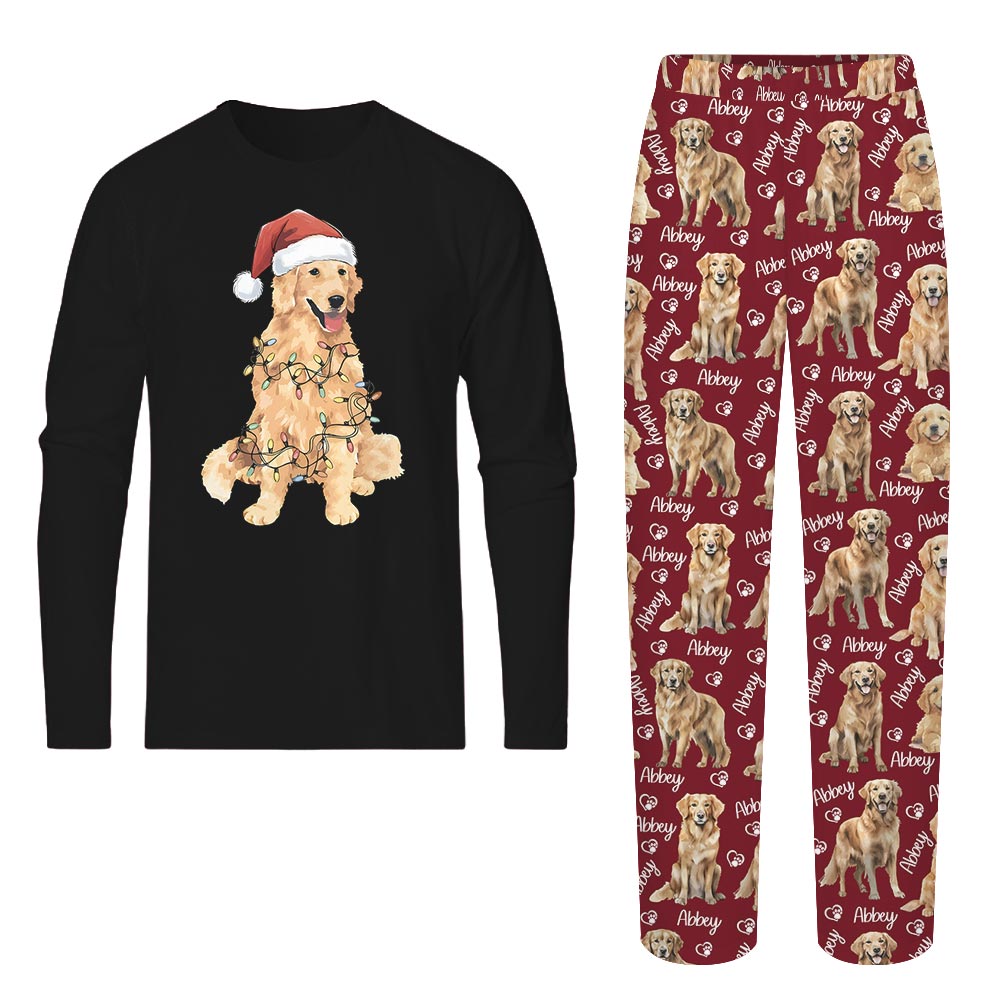 Custom Name Golden Retriever Family Xmas Pjs Live Preview