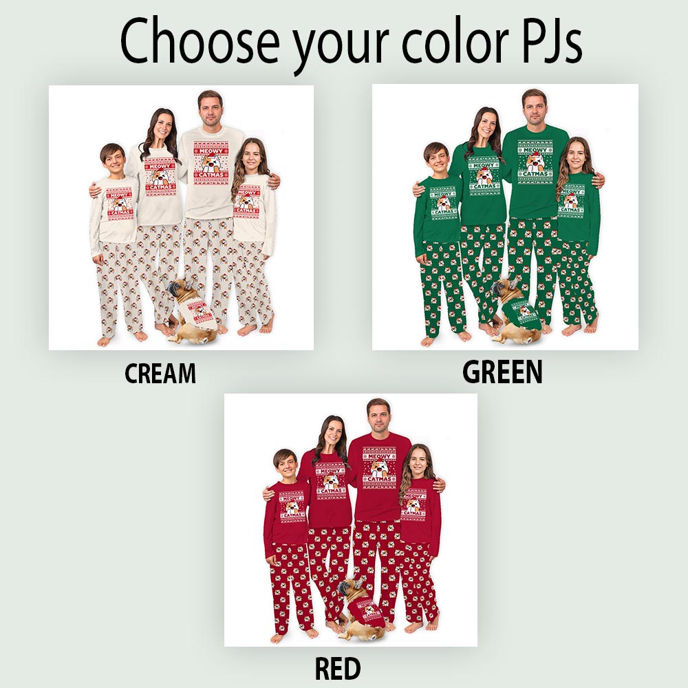 Meowy Catmas Christmas Cat pajamas Matching Family Jammies