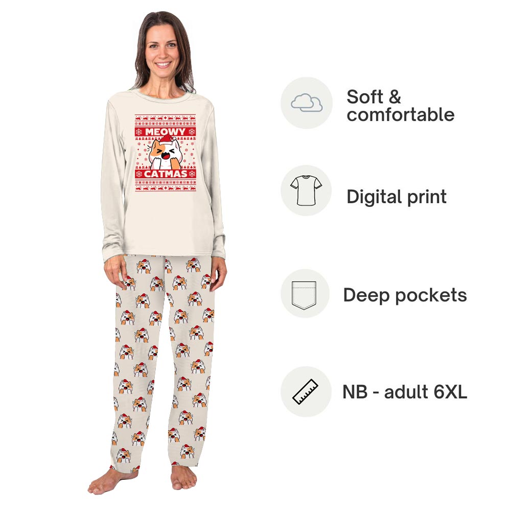 Meowy Catmas Christmas Cat pajamas Matching Family Jammies