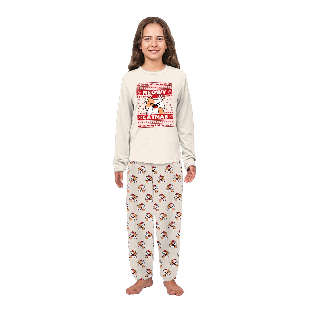 Meowy Catmas Christmas Cat pajamas Matching Family Jammies
