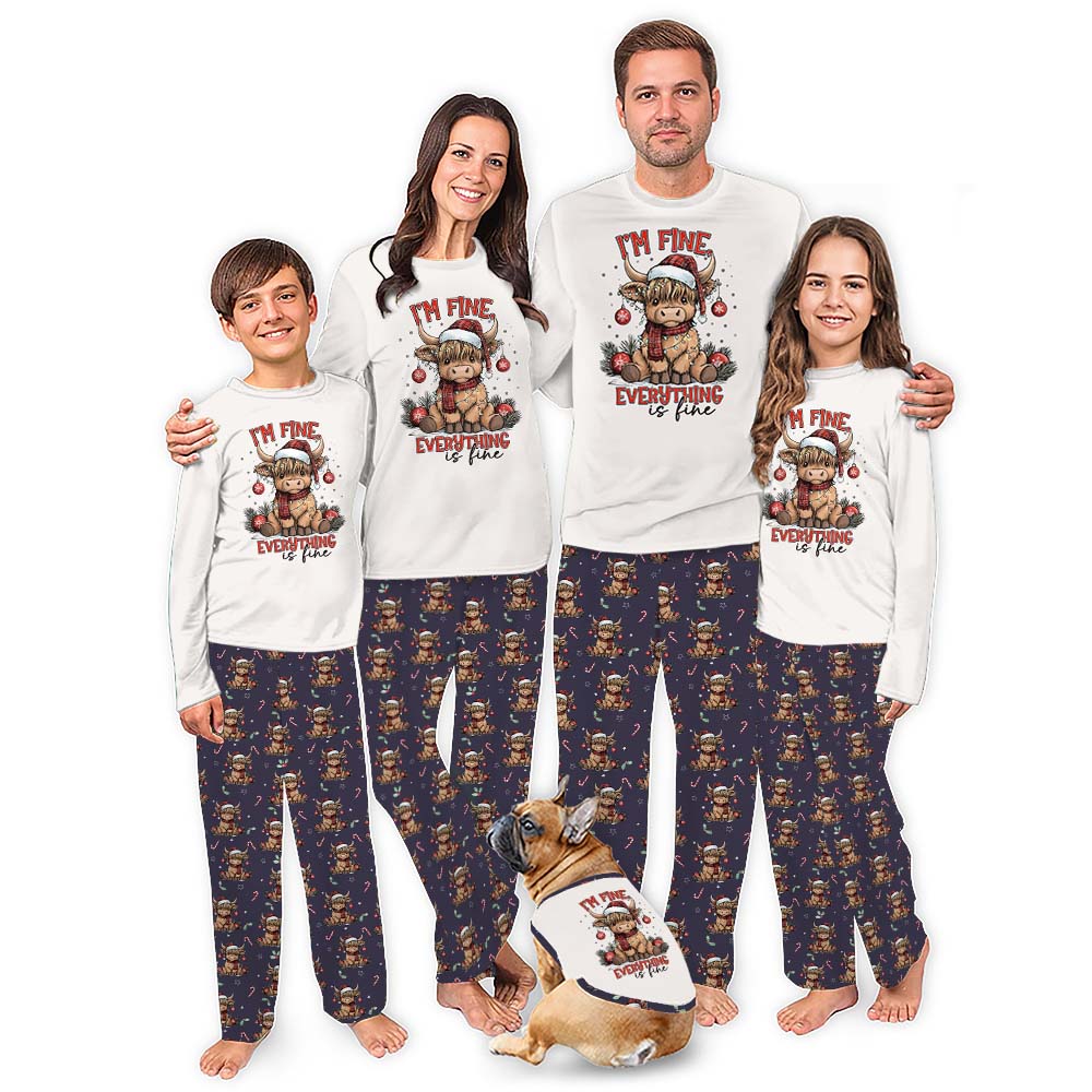 Sweet Baby Highland Cow Christmas Matching Pajamas For Family Sweet Baby Highland Cow Christmas Matching Pajamas For Family