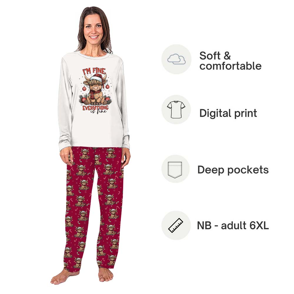 Sweet Baby Highland Cow Christmas Matching Pajamas For Family Sweet Baby Highland Cow Christmas Matching Pajamas For Family