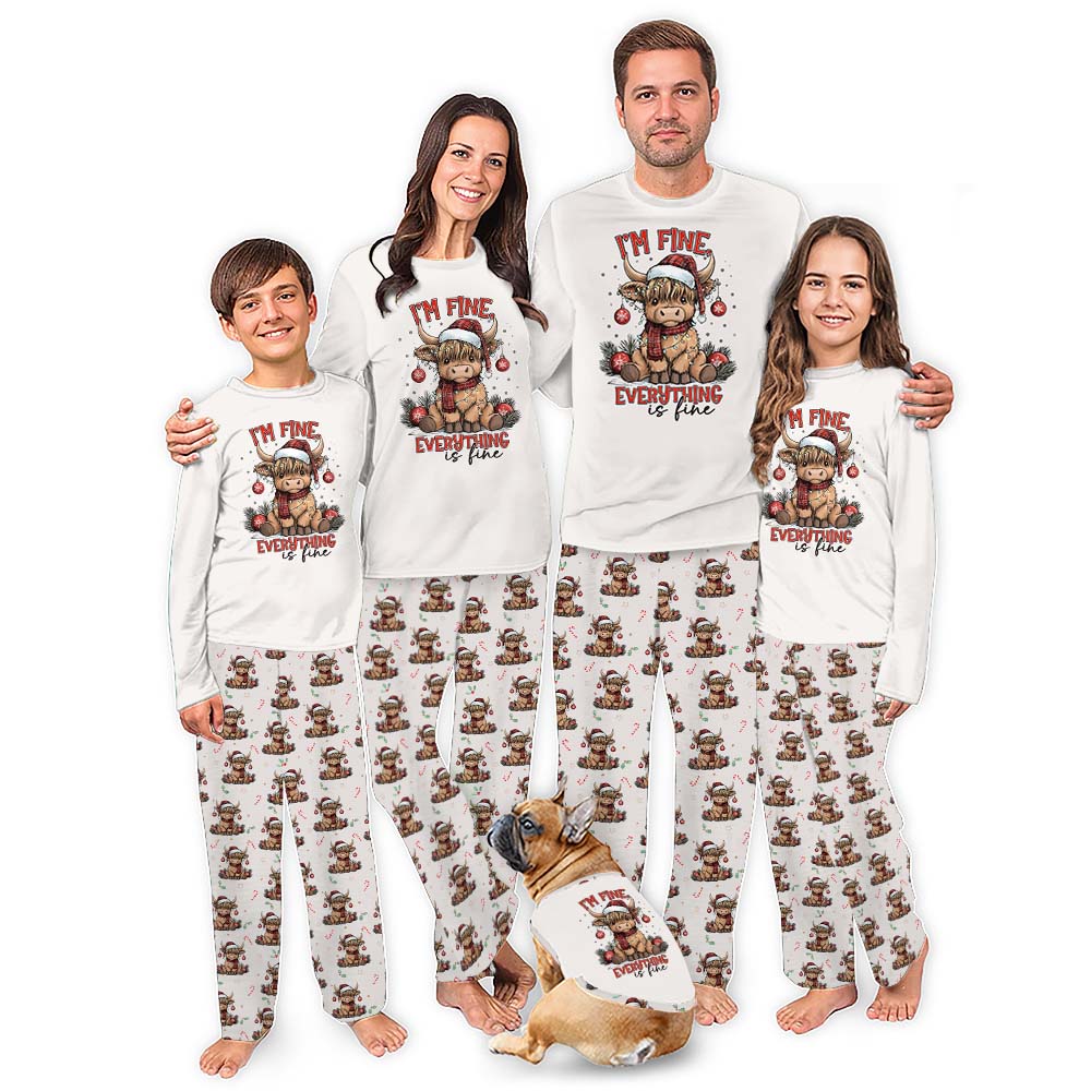 Sweet Baby Highland Cow Christmas Matching Pajamas For Family Sweet Baby Highland Cow Christmas Matching Pajamas For Family