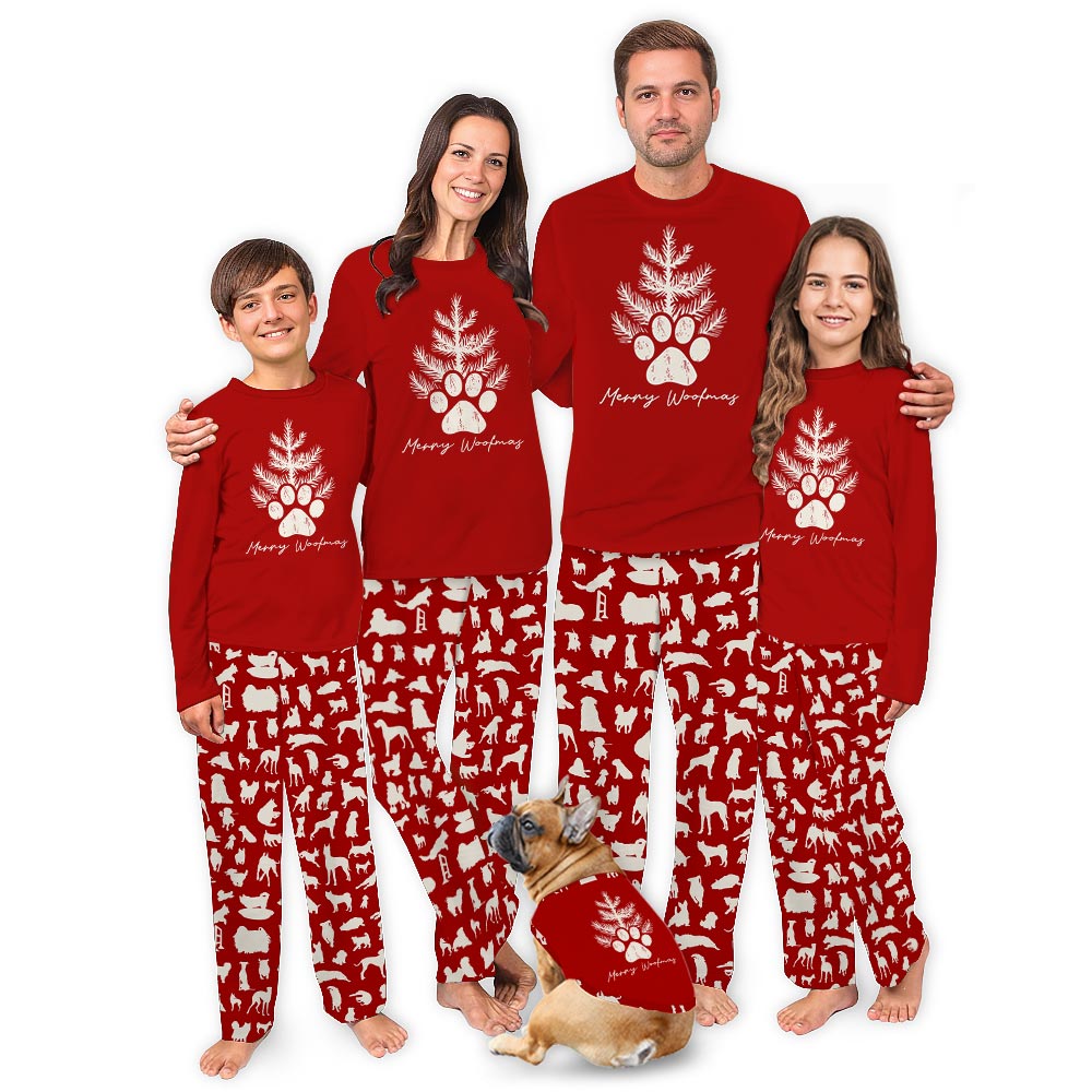 Merry Woofmas Dog Matching Christmas Pajamas With Newborn