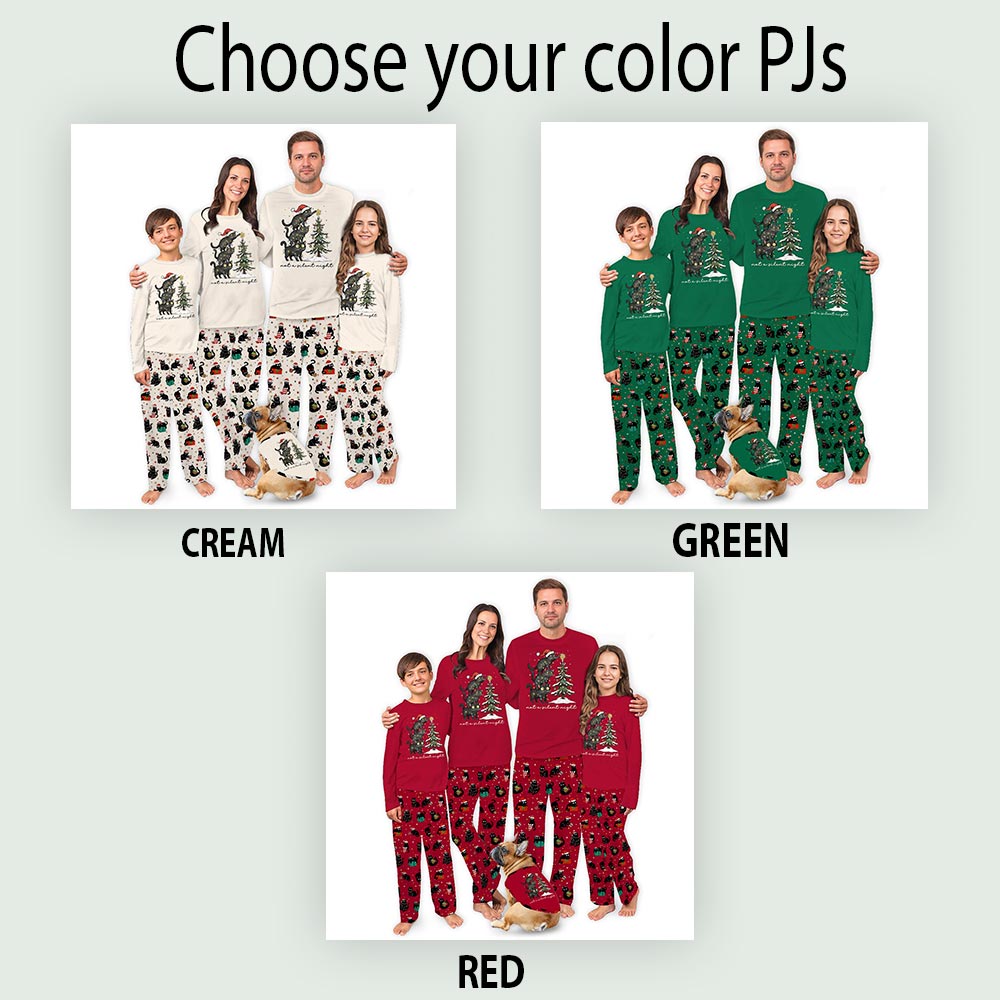 Christmas Cat Themed Holiday Pj Sets For The Family