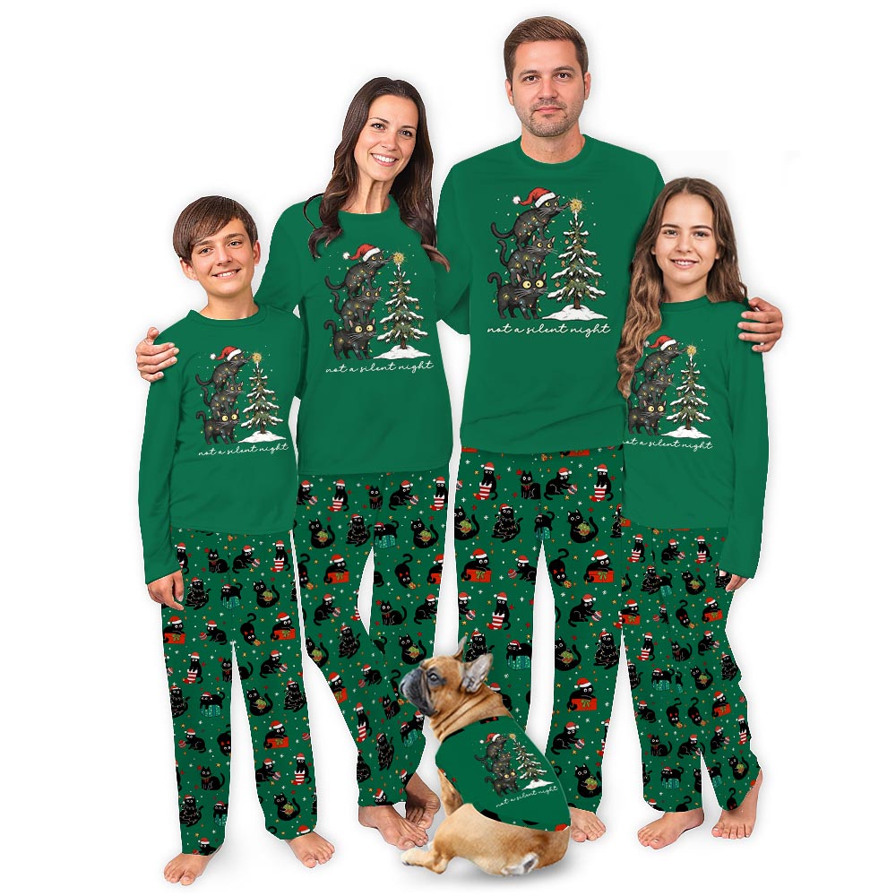 Christmas Cat Themed Holiday Pj Sets For The Family