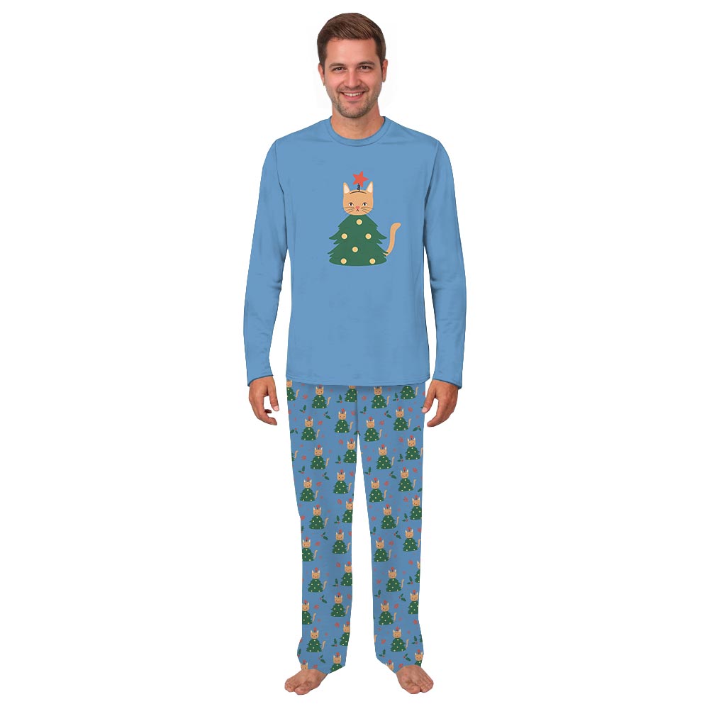 Funny Cat Christmas Tree Theme Holiday Pajama Sets Funny Cat Christmas Tree Theme Holiday Pajama Sets