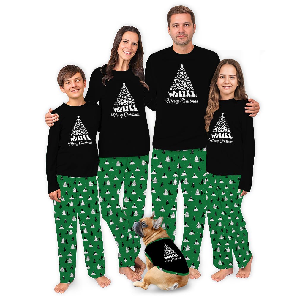 Paws Xmas Tree and Cats Family Christmas Pajamas with Plus Size Paws Xmas Tree and Cats Family Christmas Pajamas with Plus Size