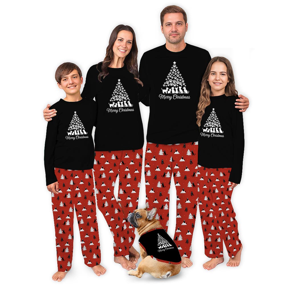 Paws Xmas Tree and Cats Family Christmas Pajamas with Plus Size Paws Xmas Tree and Cats Family Christmas Pajamas with Plus Size