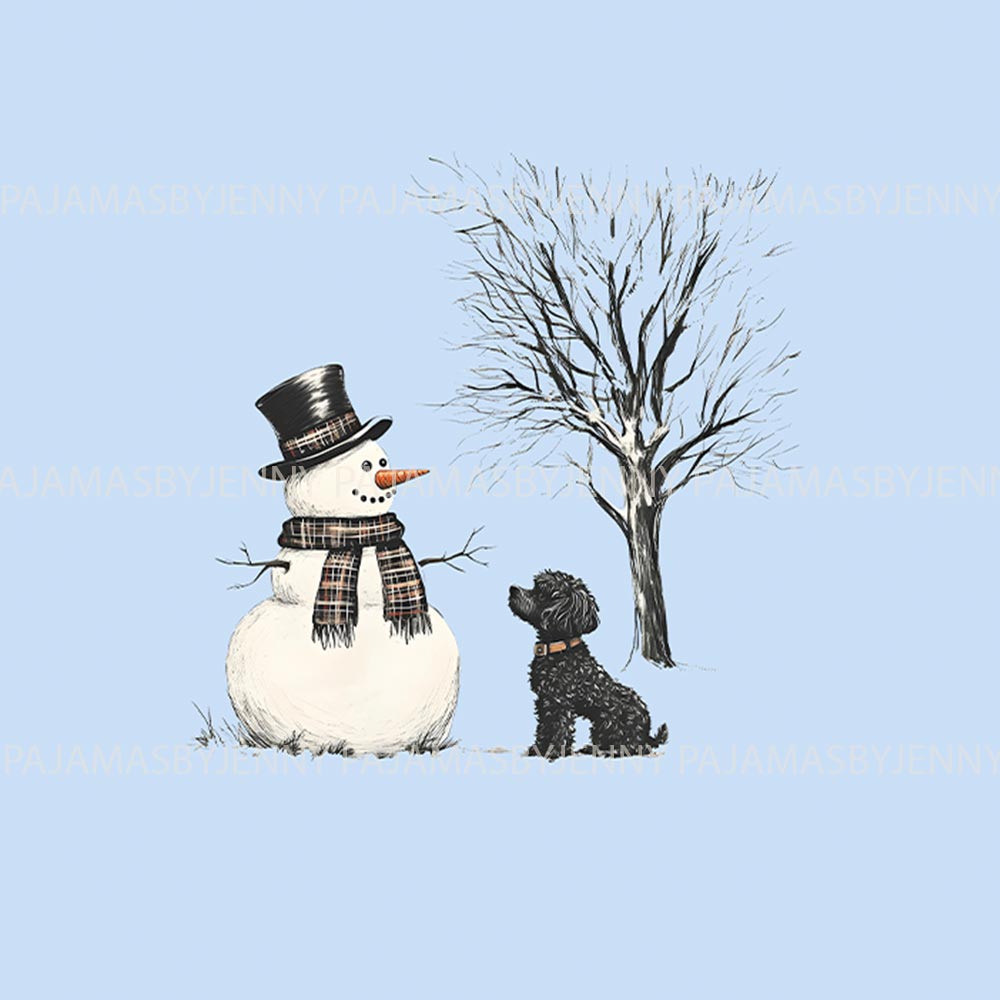 Cute Snowman and Poodle Matching PJs for Humans and Dogs Cute Snowman and Poodle Matching PJs for Humans and Dogs