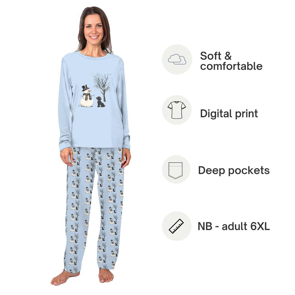 Cute Snowman and Poodle Matching PJs for Humans and Dogs Cute Snowman and Poodle Matching PJs for Humans and Dogs