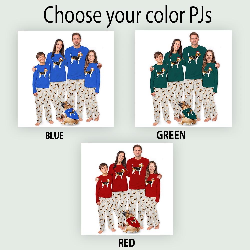 Adorable Beagle Dog Family And Pet Matching Christmas Pajamas