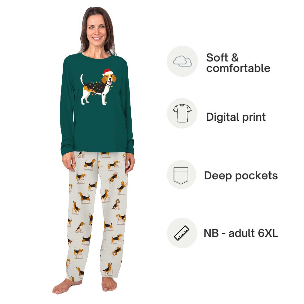 Adorable Beagle Dog Family And Pet Matching Christmas Pajamas
