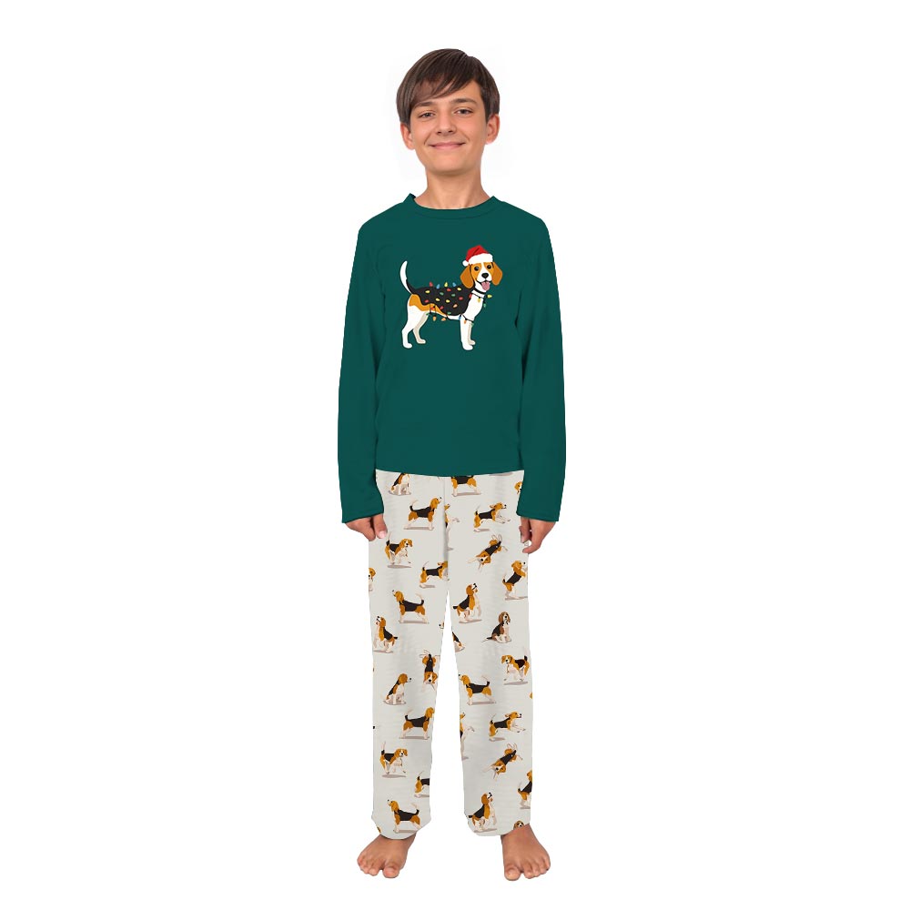 Adorable Beagle Dog Family And Pet Matching Christmas Pajamas