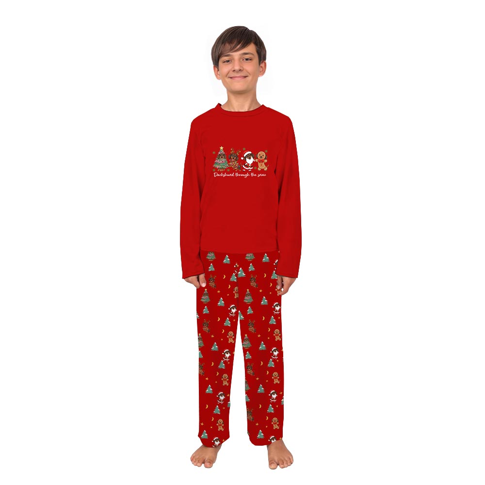Christmas Dachshund Through The Snow Holiday Family Jammies