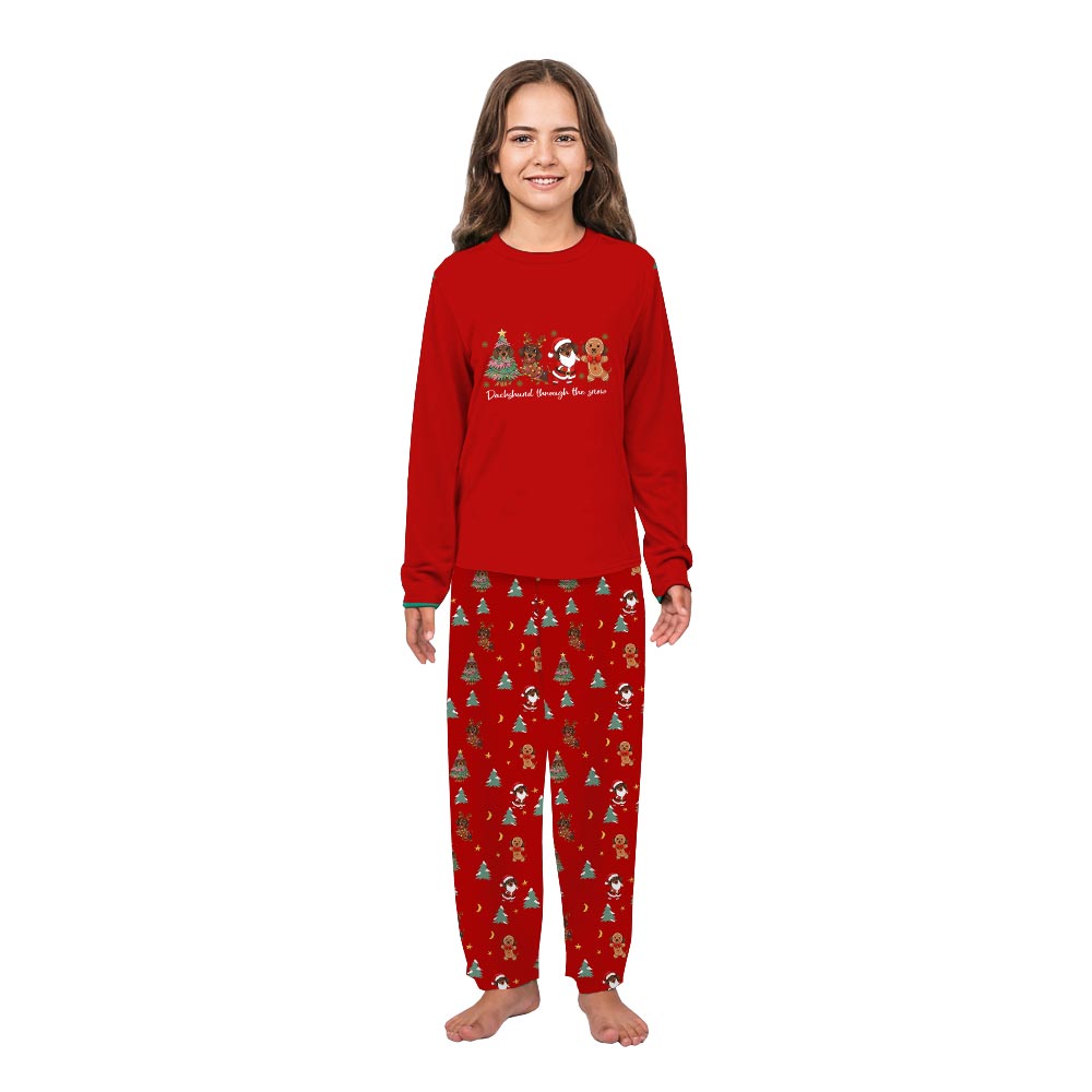 Christmas Dachshund Through The Snow Holiday Family Jammies