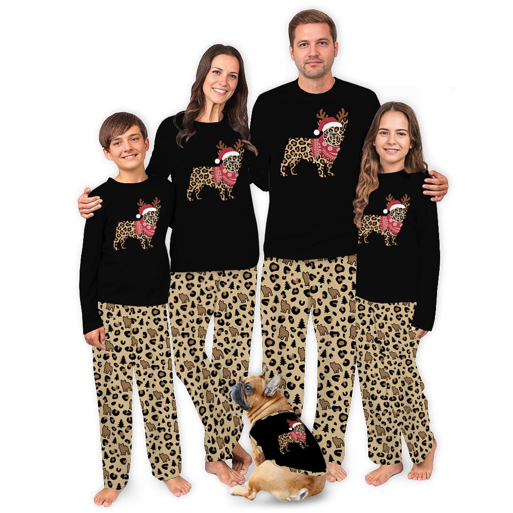 French Bulldog Christmas Leopard Holiday Pj Sets For The Family French Bulldog Christmas Leopard Holiday Pj Sets For The Family