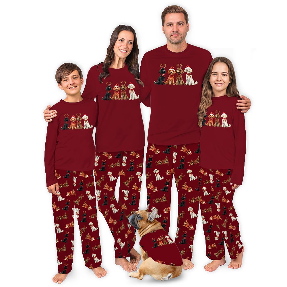 Cute Poodle Matching Family Christmas Pajamas Plus Size Cute Poodle Matching Family Christmas Pajamas Plus Size