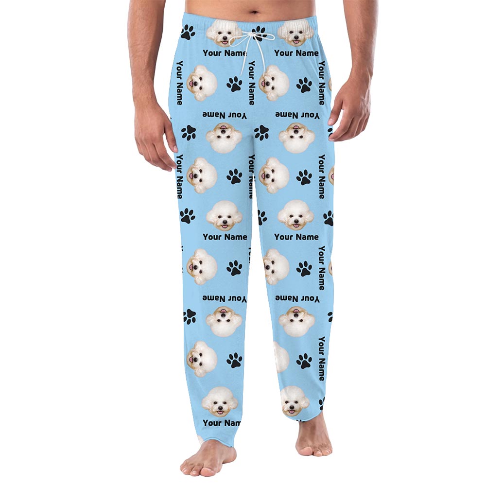 Face and Text Custom with Pet and Human Matching Pajamas Pants Face and Text Custom with Pet and Human Matching Pajamas Pants