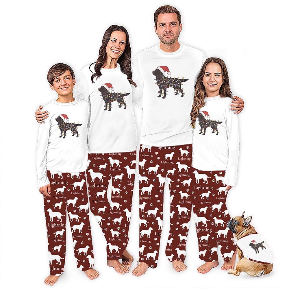 Black Labrador Retriever Christmas Pajamas with Text Custom Black Labrador Retriever Christmas Pajamas with Text Custom