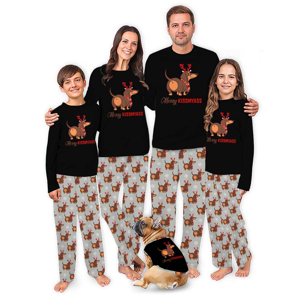 Funny Dachshund Pajamas For Adults With Pockets Christmas Edition