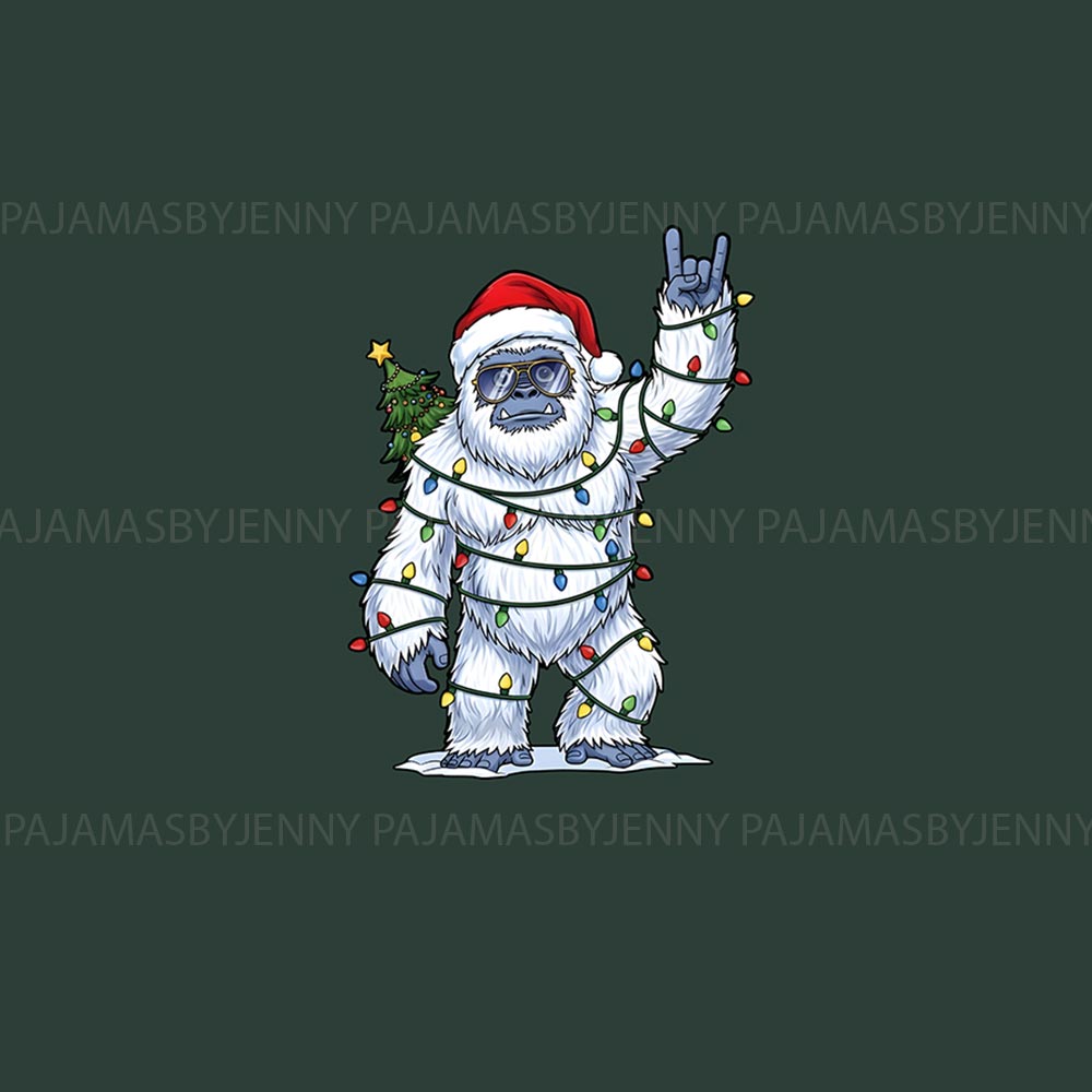 Funny Santa Bigfoot Matching Family Christmas Jammies
