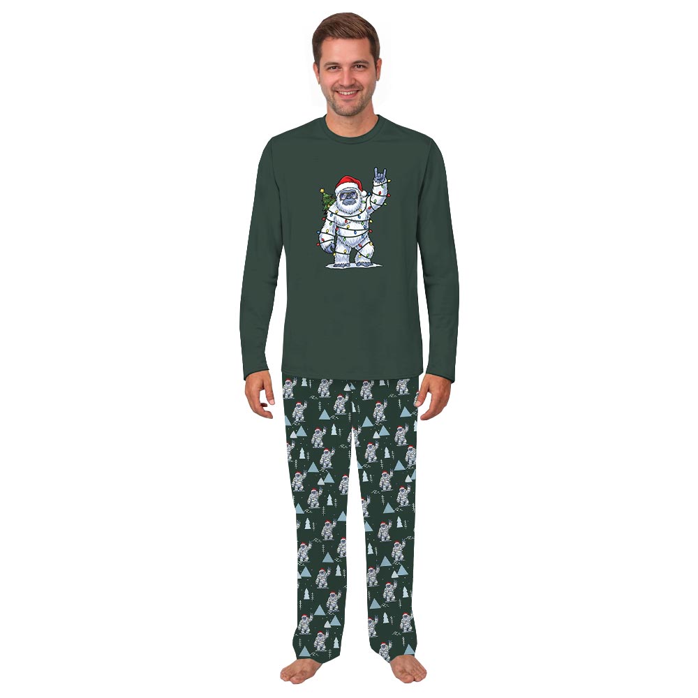 Funny Santa Bigfoot Matching Family Christmas Jammies