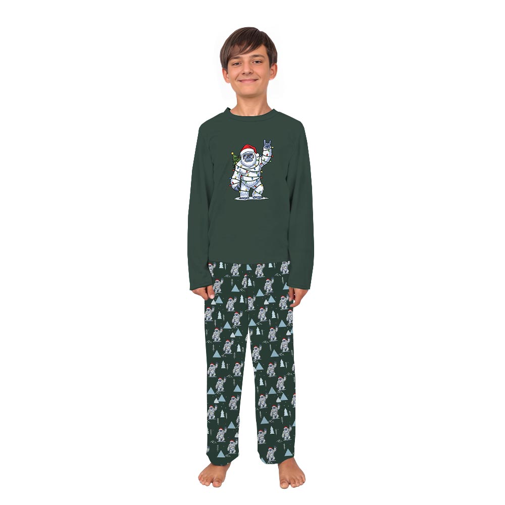 Funny Santa Bigfoot Matching Family Christmas Jammies