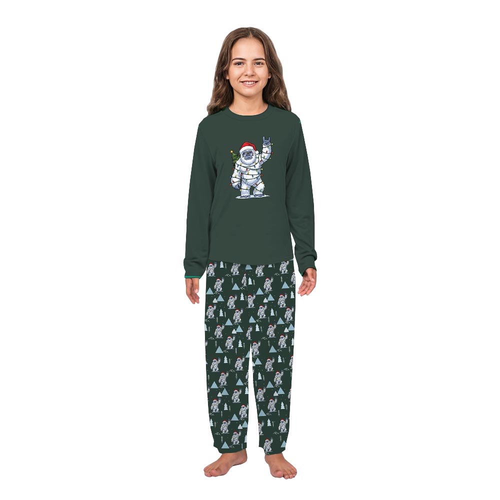 Funny Santa Bigfoot Matching Family Christmas Jammies